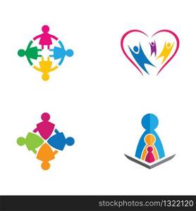 Adoption and community care logo template vector icon illustration design