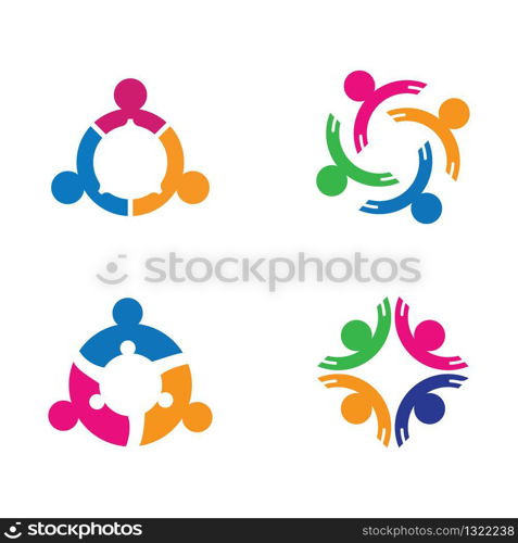 Adoption and community care logo template vector icon illustration design