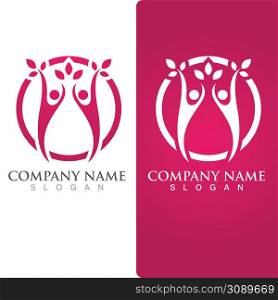 Adoption family care logo, network and social icon vector