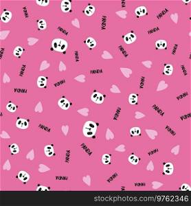 Adorable doodle Panda seamless pattern,vector illustration. Adorable Panda seamless pattern