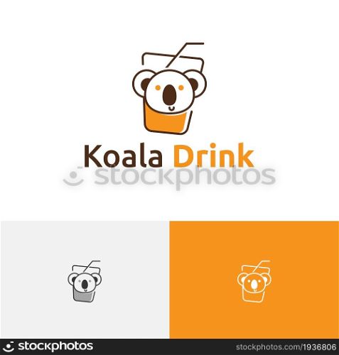 Adorable Fresh Fruit Koala Drink Glass Mascot Logo