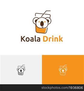 Adorable Fresh Fruit Koala Drink Glass Mascot Logo