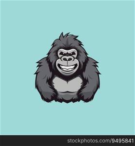 Adorable Gorilla Mascot Smiling in Simple Flat Vector Design