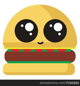 Adorable hamburger, illustration, vector on white background.
