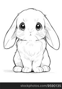 Adorable Holland Lop Bunny Coloring Sheet - Cartoon Style