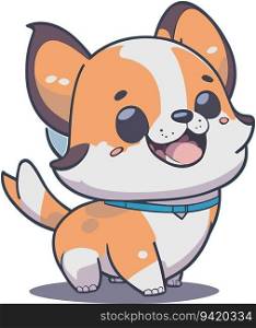 Adorable Kawaii Dog: Funny Pose Painting in Cute Kawaii Drawing Style