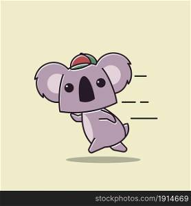 Adorable Koala Running Fast Sport Animal Zoo Flat Cartoon Character