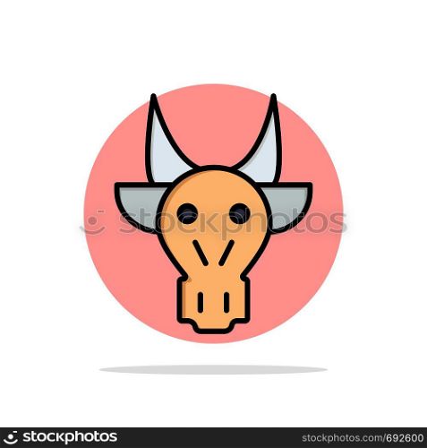 Adornment, Animals, Bull, Indian, Skull Abstract Circle Background Flat color Icon