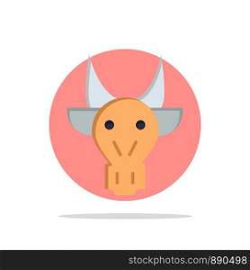Adornment, Animals, Bull, Indian, Skull Abstract Circle Background Flat color Icon