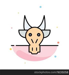 Adornment, Animals, Bull, Indian, Skull Abstract Flat Color Icon Template