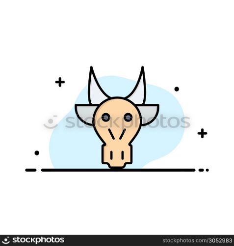 Adornment, Animals, Bull, Indian, Skull Business Logo Template. Flat Color