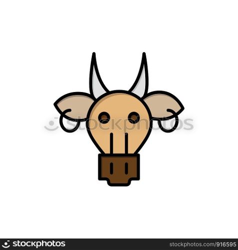 Adornment, Animals, Bull, Indian, Skull Flat Color Icon. Vector icon banner Template