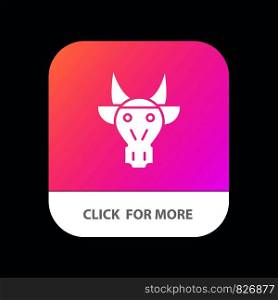Adornment, Animals, Bull, Indian, Skull Mobile App Button. Android and IOS Glyph Version