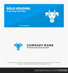 Adornment, Animals, Bull, Indian, Skull SOlid Icon Website Banner and Business Logo Template