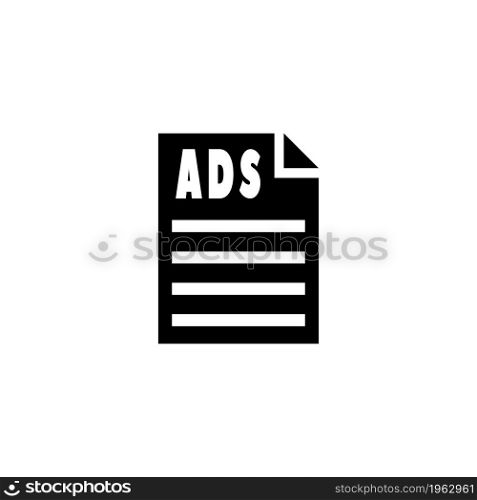 Ads Paper vector icon. Simple flat symbol on white background. Ads Paper Vector Icon