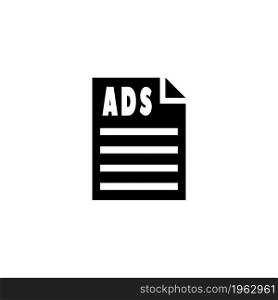 Ads Paper vector icon. Simple flat symbol on white background. Ads Paper Vector Icon