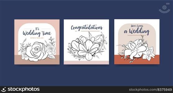 Ads template with wedding ceremony concept design for advertise and leaflet vector illustration. 