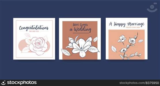 Ads template with wedding ceremony concept design for advertise and leaflet vector illustration.
