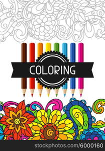 Adult coloring book design for cover. Illustration of trend item to relieve stress and creativity. Adult coloring book design for cover. Illustration of trend item to relieve stress and creativity.