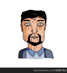 Adult man in hand-drawn style. Outline male character. Sketch and cartoon head