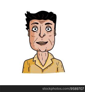 Adult man in hand-drawn style. Outline male character. Sketch and cartoon head