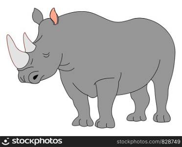 Adult rhinoceros, illustration, vector on white background.