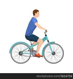 adult young man riding bicycles. Vector illustration in flat design. Isolated on a white background. adult young man riding bicycles.