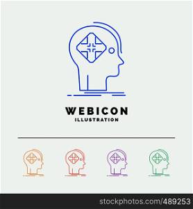 Advanced, cyber, future, human, mind 5 Color Line Web Icon Template isolated on white. Vector illustration. Vector EPS10 Abstract Template background