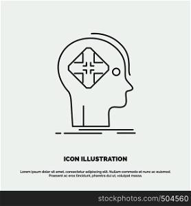Advanced, cyber, future, human, mind Icon. Line vector gray symbol for UI and UX, website or mobile application. Vector EPS10 Abstract Template background