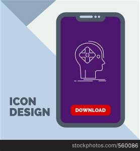 Advanced, cyber, future, human, mind Line Icon in Mobile for Download Page. Vector EPS10 Abstract Template background