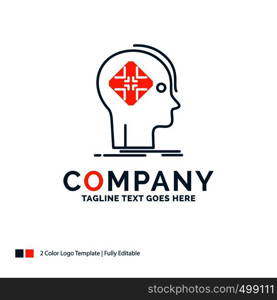 Advanced, cyber, future, human, mind Logo Design. Blue and Orange Brand Name Design. Place for Tagline. Business Logo template.
