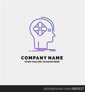 Advanced, cyber, future, human, mind Purple Business Logo Template. Place for Tagline. Vector EPS10 Abstract Template background