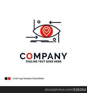 Advanced, future, gen, science, technology, eye Logo Design. Blue and Orange Brand Name Design. Place for Tagline. Business Logo template.