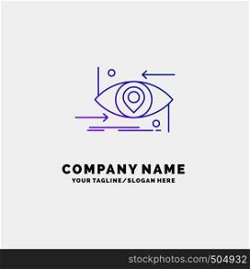 Advanced, future, gen, science, technology, eye Purple Business Logo Template. Place for Tagline. Vector EPS10 Abstract Template background