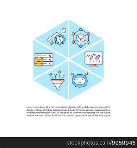 Advanced human-machine interfaces concept icon with text. Computing to store data remote area PPT page vector template. Brochure, magazine, booklet design element with linear illustrations. Advanced human-machine interfaces concept icon with text