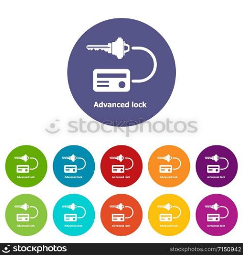 Advanced lock icons color set vector for any web design on white background. Advanced lock icons set vector color