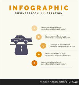 Advantage, Authority, Car, Carpet, Comfort Solid Icon Infographics 5 Steps Presentation Background