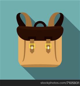 Adventure backpack icon. Flat illustration of adventure backpack vector icon for web design. Adventure backpack icon, flat style