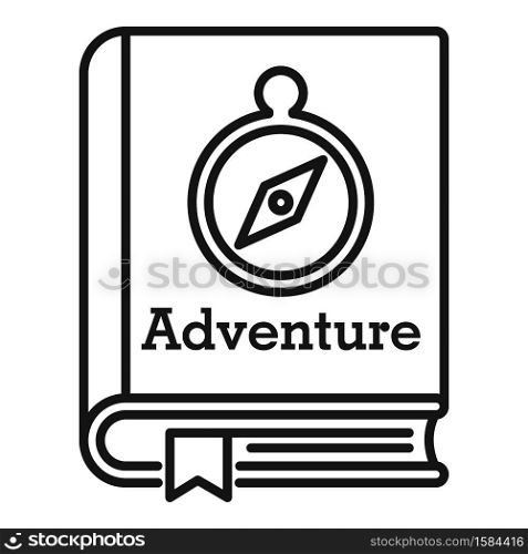 Adventure book icon. Outline adventure book vector icon for web design isolated on white background. Adventure book icon, outline style