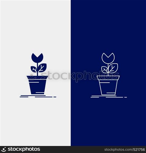adventure, game, mario, obstacle, plant Line and Glyph web Button in Blue color Vertical Banner for UI and UX, website or mobile application. Vector EPS10 Abstract Template background