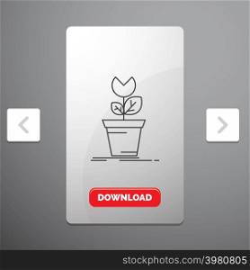 adventure, game, mario, obstacle, plant Line Icon in Carousal Pagination Slider Design & Red Download Button