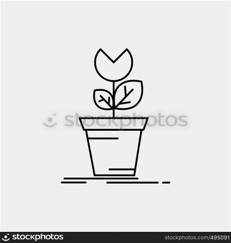 adventure, game, mario, obstacle, plant Line Icon. Vector isolated illustration. Vector EPS10 Abstract Template background