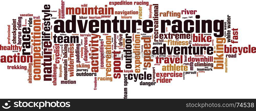 Adventure racing word cloud concept. Vector illustration