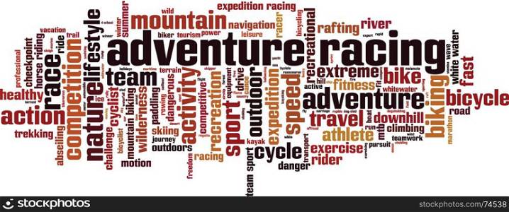Adventure racing word cloud concept. Vector illustration