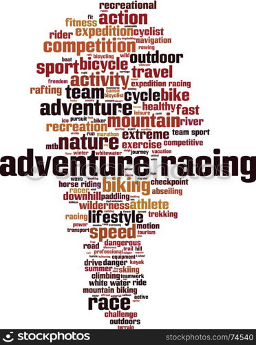 Adventure racing word cloud concept. Vector illustration