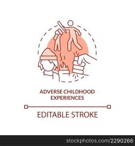 Adverse childhood experience terracotta concept icon. Effects of abuse and neglect abstract idea thin line illustration. Isolated outline drawing. Editable stroke. Arial, Myriad Pro-Bold fonts used. Adverse childhood experience terracotta concept icon