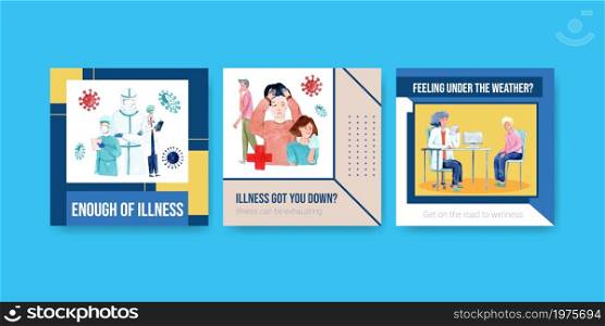 Advertise or brochure design with information about the illness and healthcare