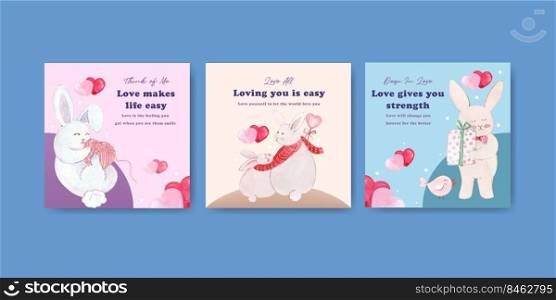 advertise template with loving you concept design for marketing and business watercolor vector illustration 