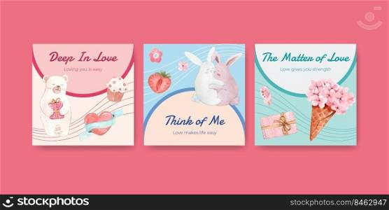 advertise template with loving you concept design for marketing and business watercolor vector illustration
