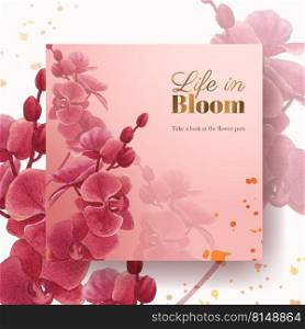 Advertise template with p&as floral watercolor vector illustration 